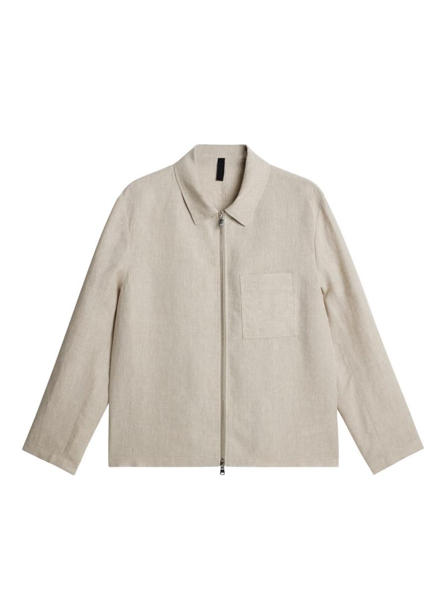 J.Lindeberg Julius Linen Overshirt Safari Beige