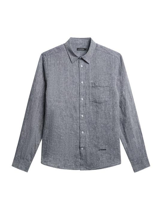 J.Lindeberg Slim LS Linen Melange Shirt Navy