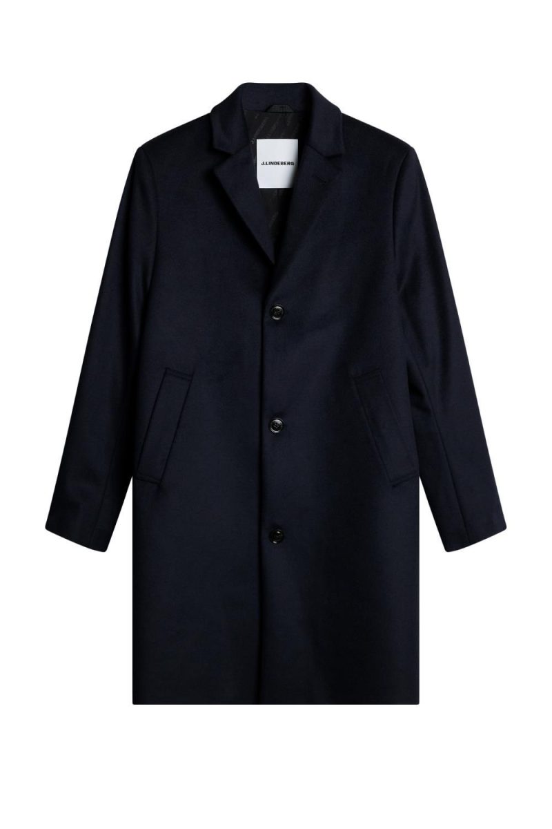 J.Lindeberg August Melton Cashmere Coat Navy