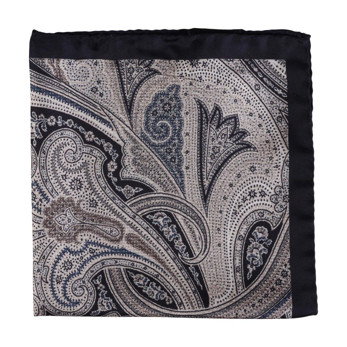 Amanda Christensen Paisley Silk Pocket Square Navy