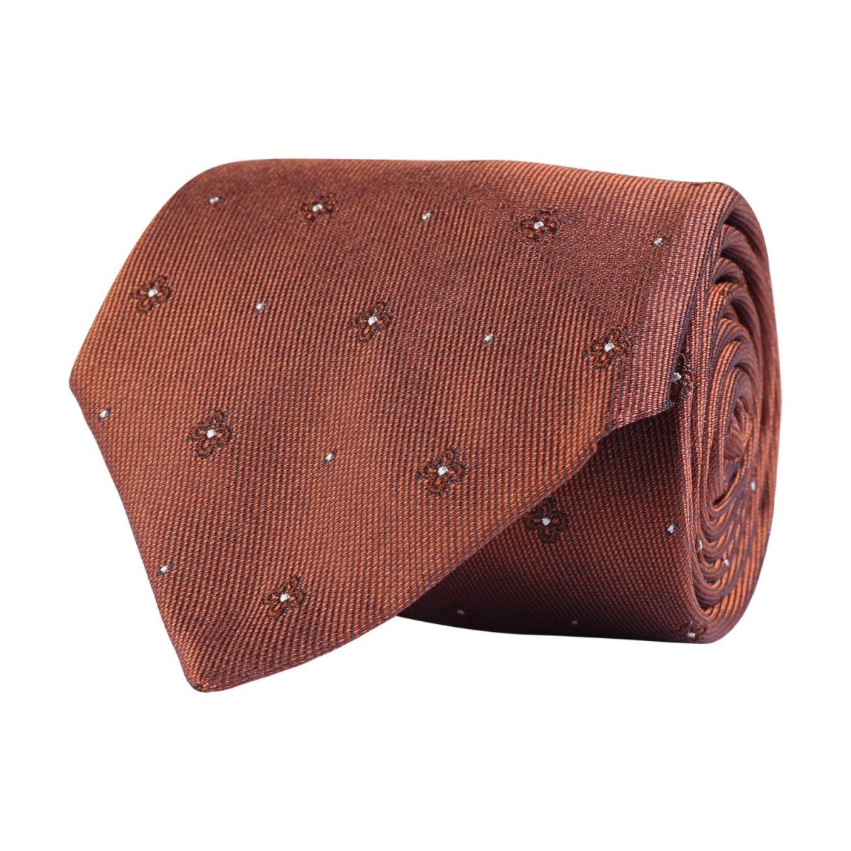 Amanda Christensen Medallion Cotton/Silk Tie Rust