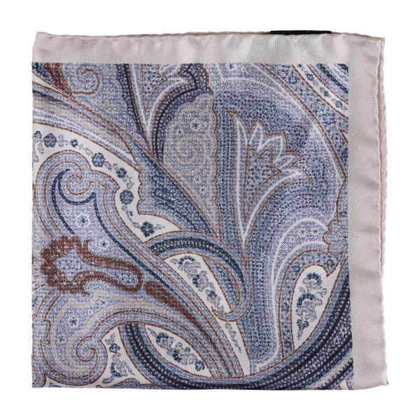 Amanda Christensen Paisley Silk Pocket Square Cream