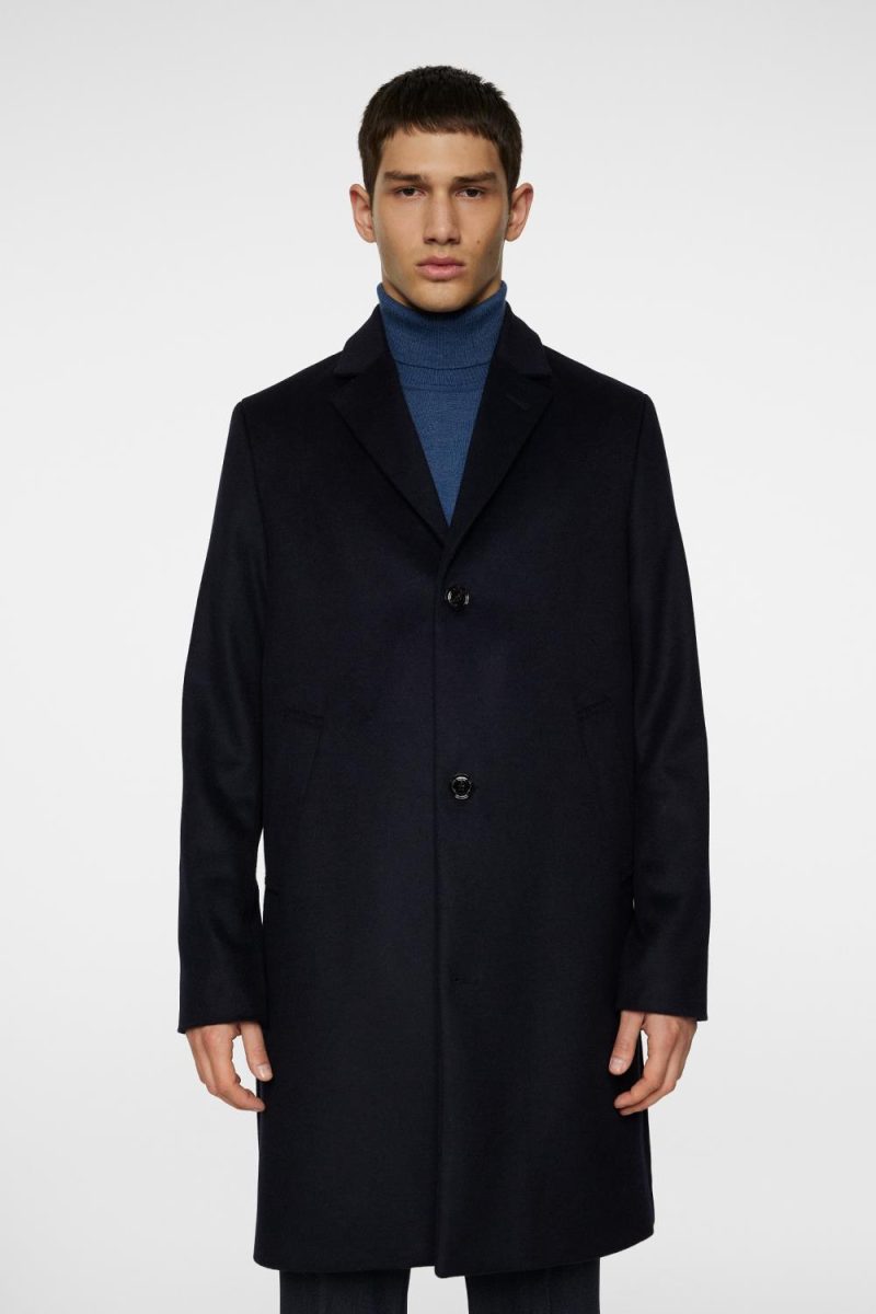 J.Lindeberg August Melton Cashmere Coat Navy