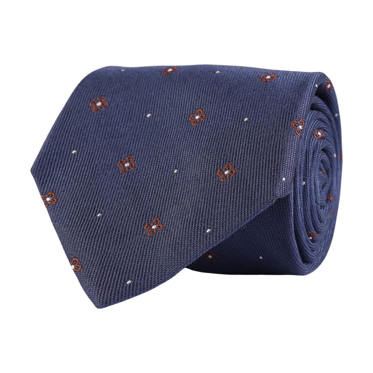 Amanda Christensen Medallion Cotton/Silk Tie Navy