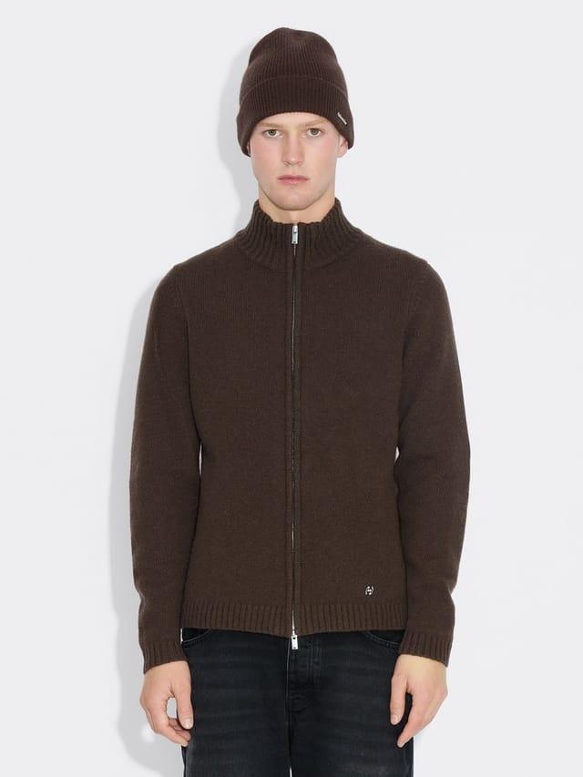 Holzweiler Wool Zip Cardigan Dark Brown
