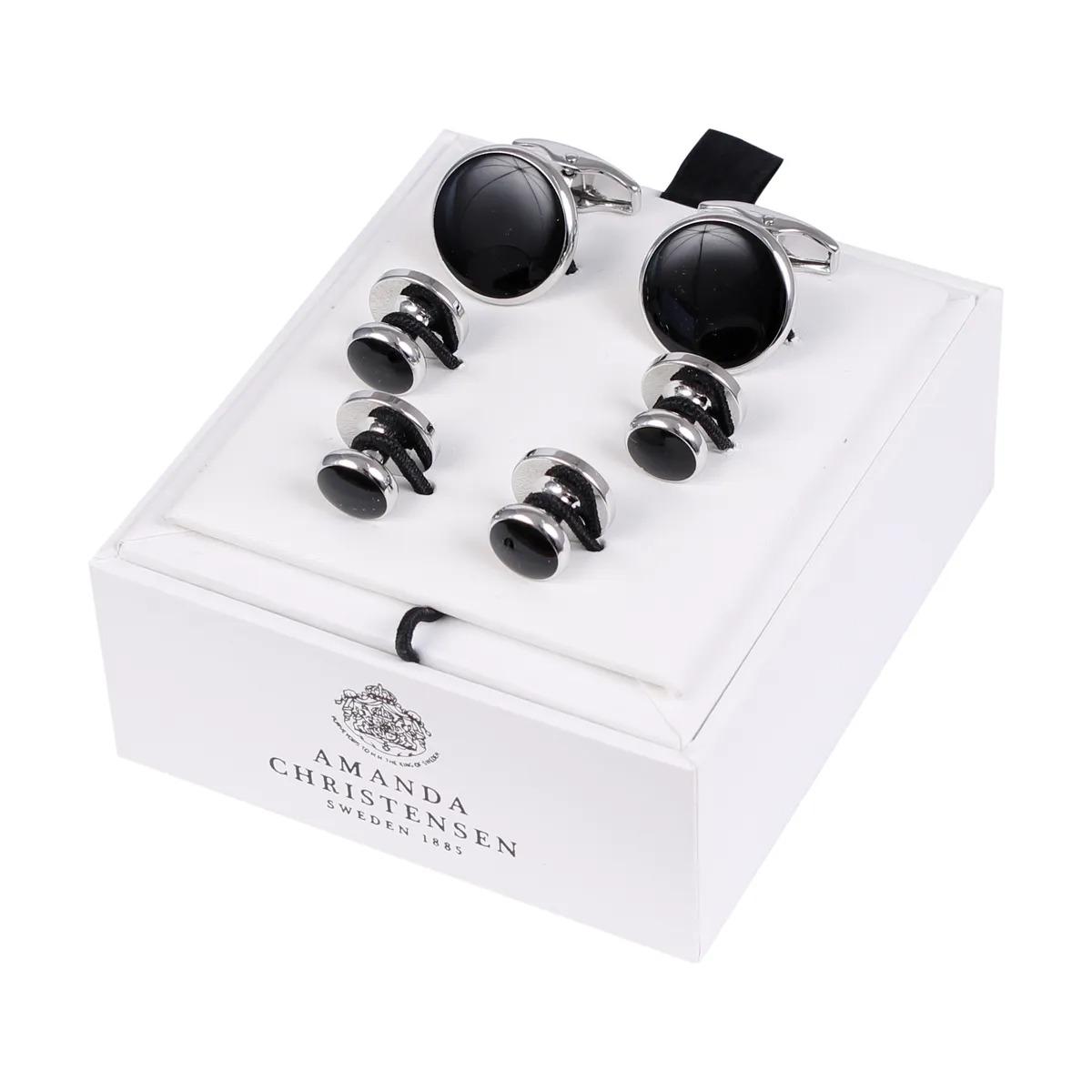 Cufflinks & Studs Set Silver/Black