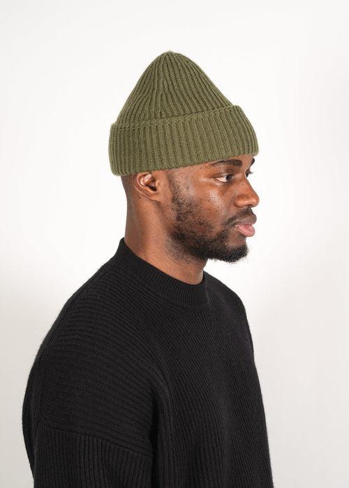 Y-0004 Cashmere Wool Beanie Olive