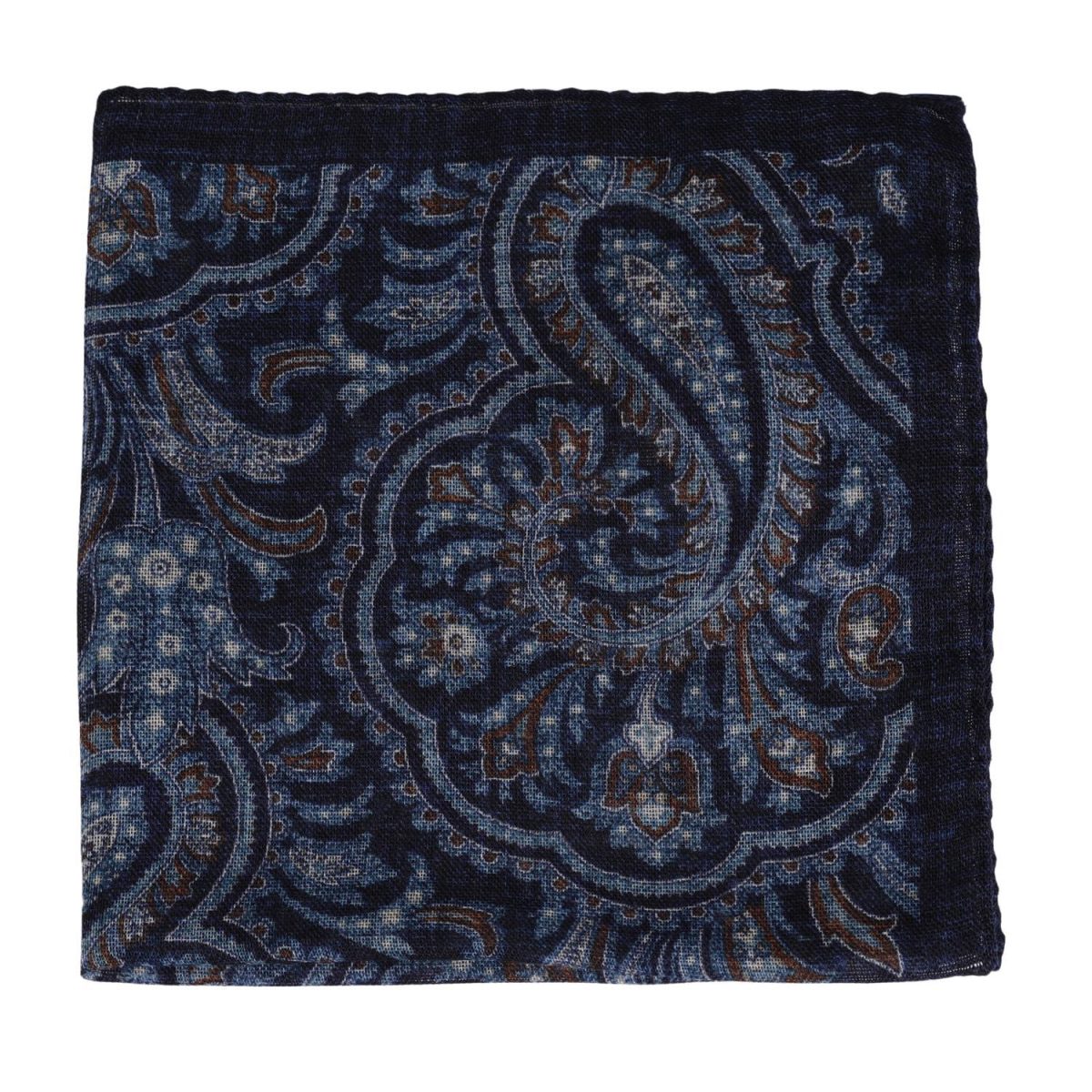 Paisley Wool Pocket Square Navy Melange