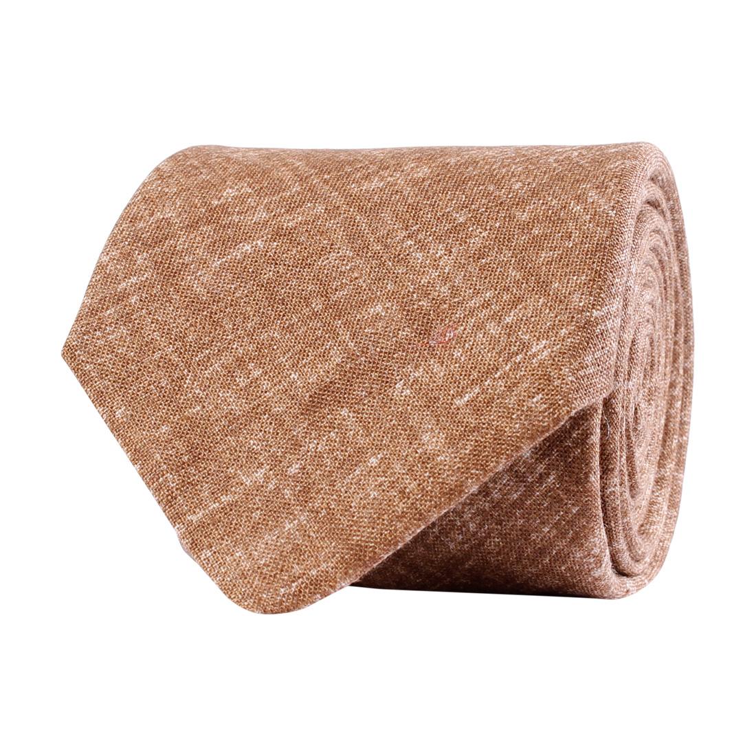 Solid Linen Tie Tobacco Brown