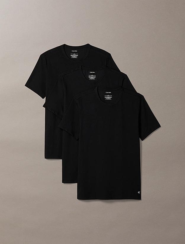 3-Pack Cotton Stretch Crew Neck T-Shirt Black