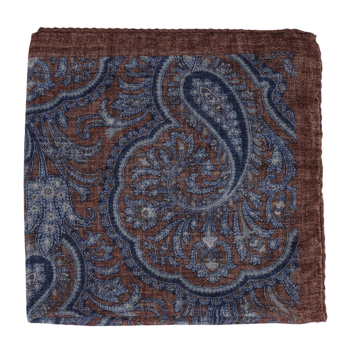 Paisley Wool Pocket Square Beige Melange