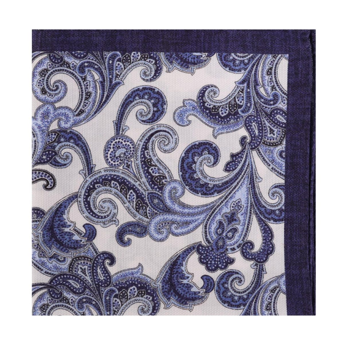 Paisley Linen Pocket Square Sky Blue Melange