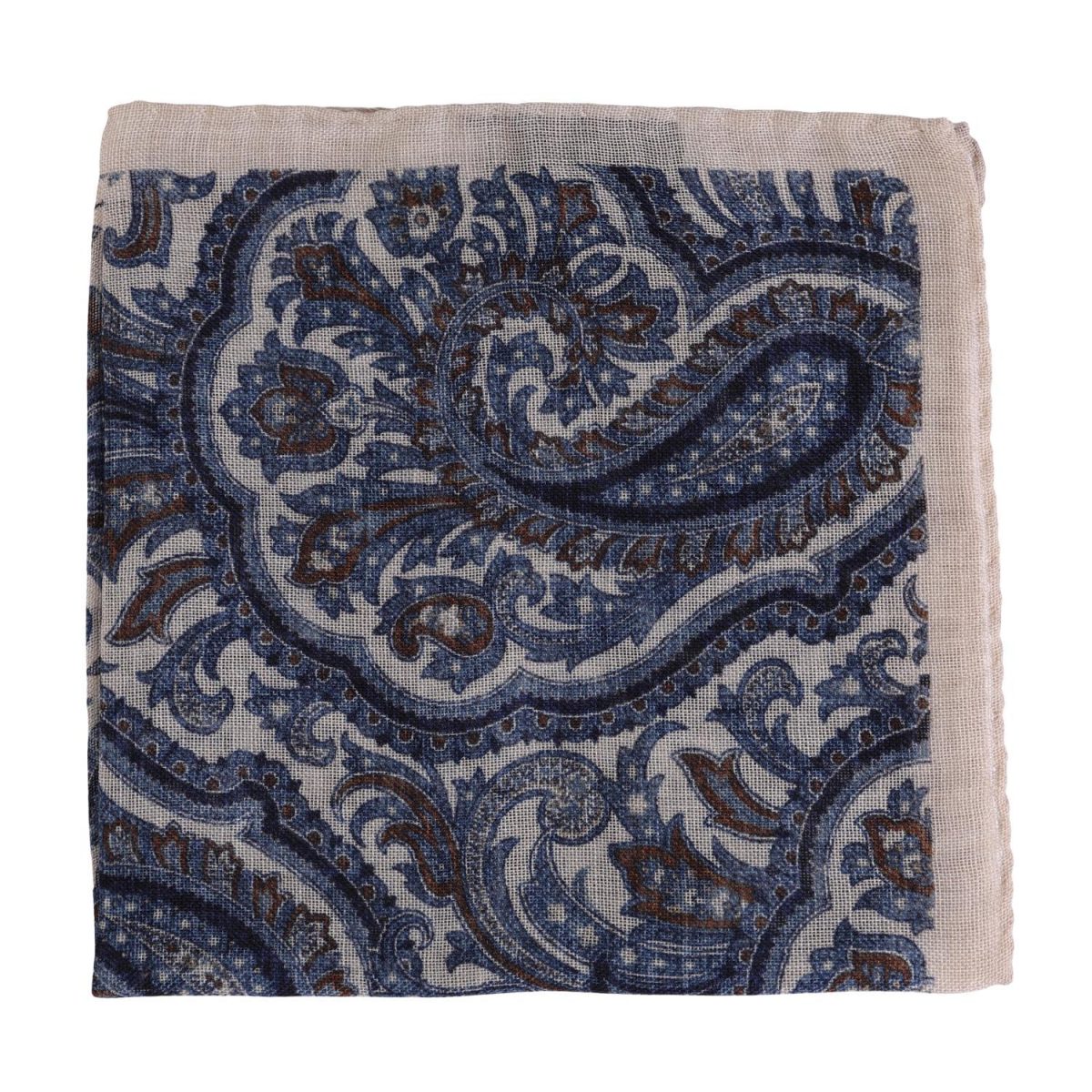 Paisley Wool Pocket Square Cream Melange