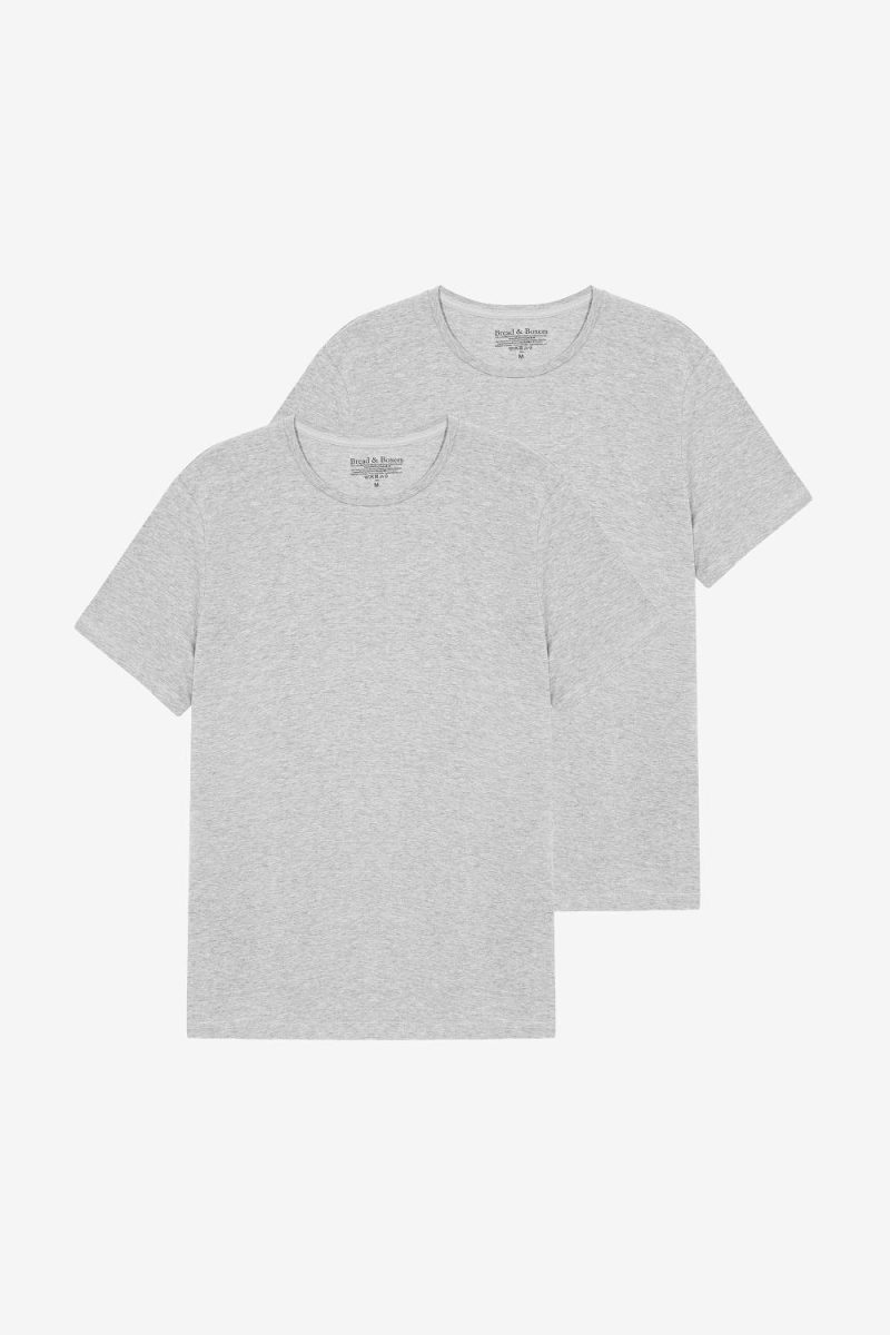 Crew Neck Slim 2-Pack Grey Melange
