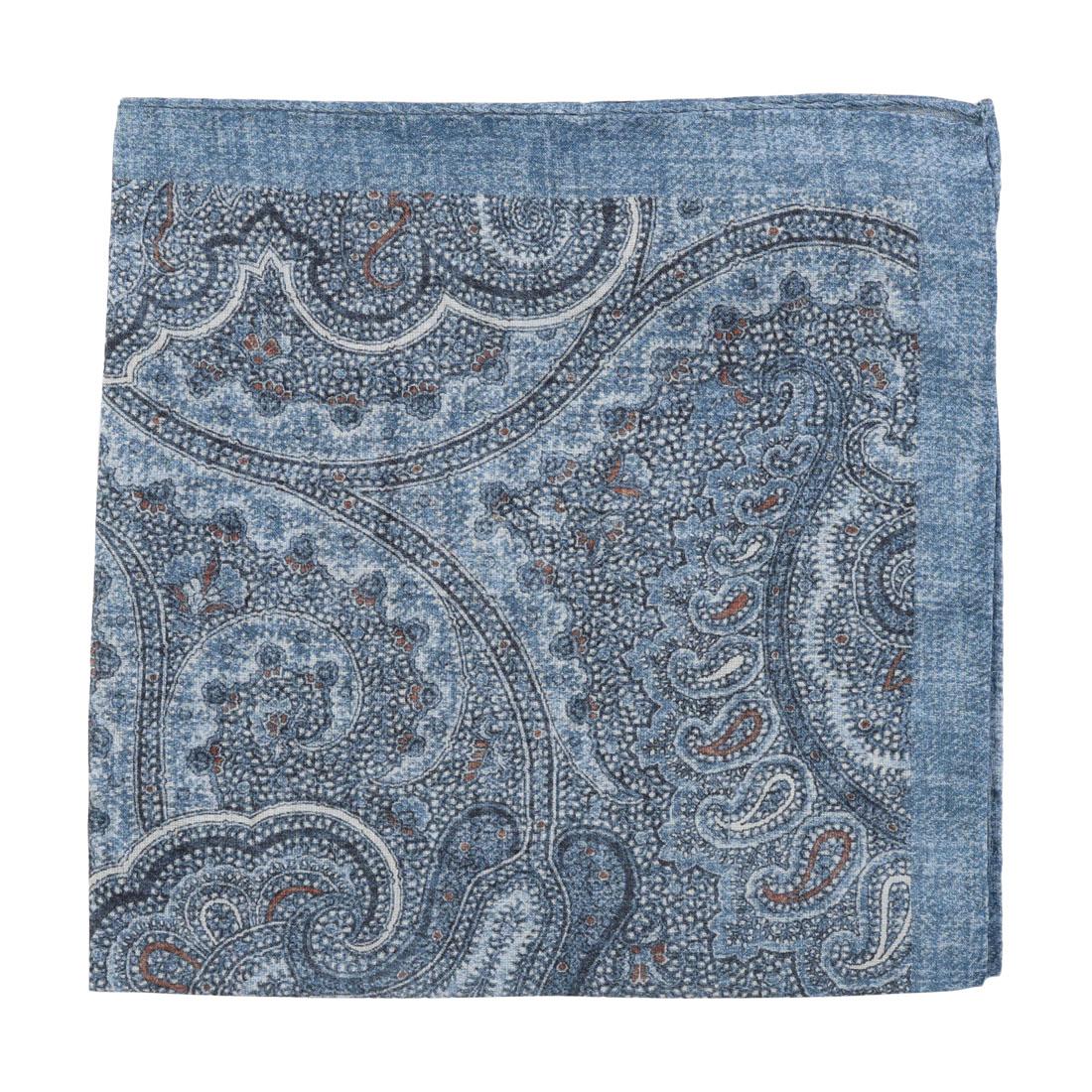 Amanda Christensen Paisley Cotton Pocket Square Jeans Blue