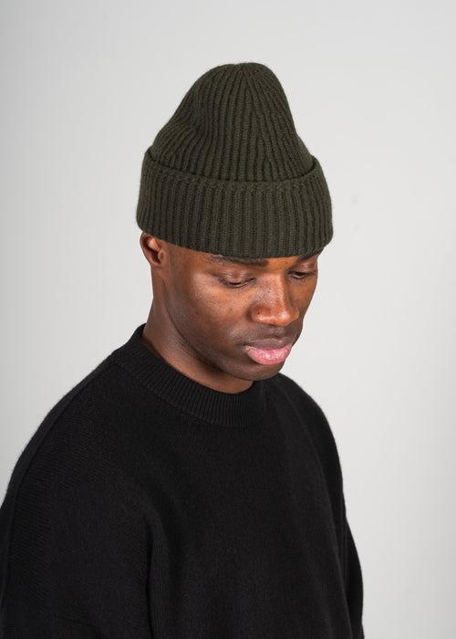 Y-0004 Cashmere Wool Beanie Dark Green