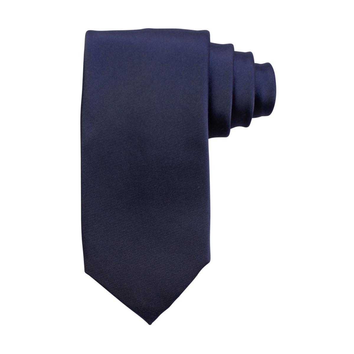 Solid Satin Silk Tie Navy