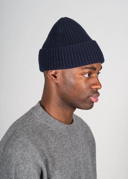 Y-0004 Cashmere Wool Beanie Navy