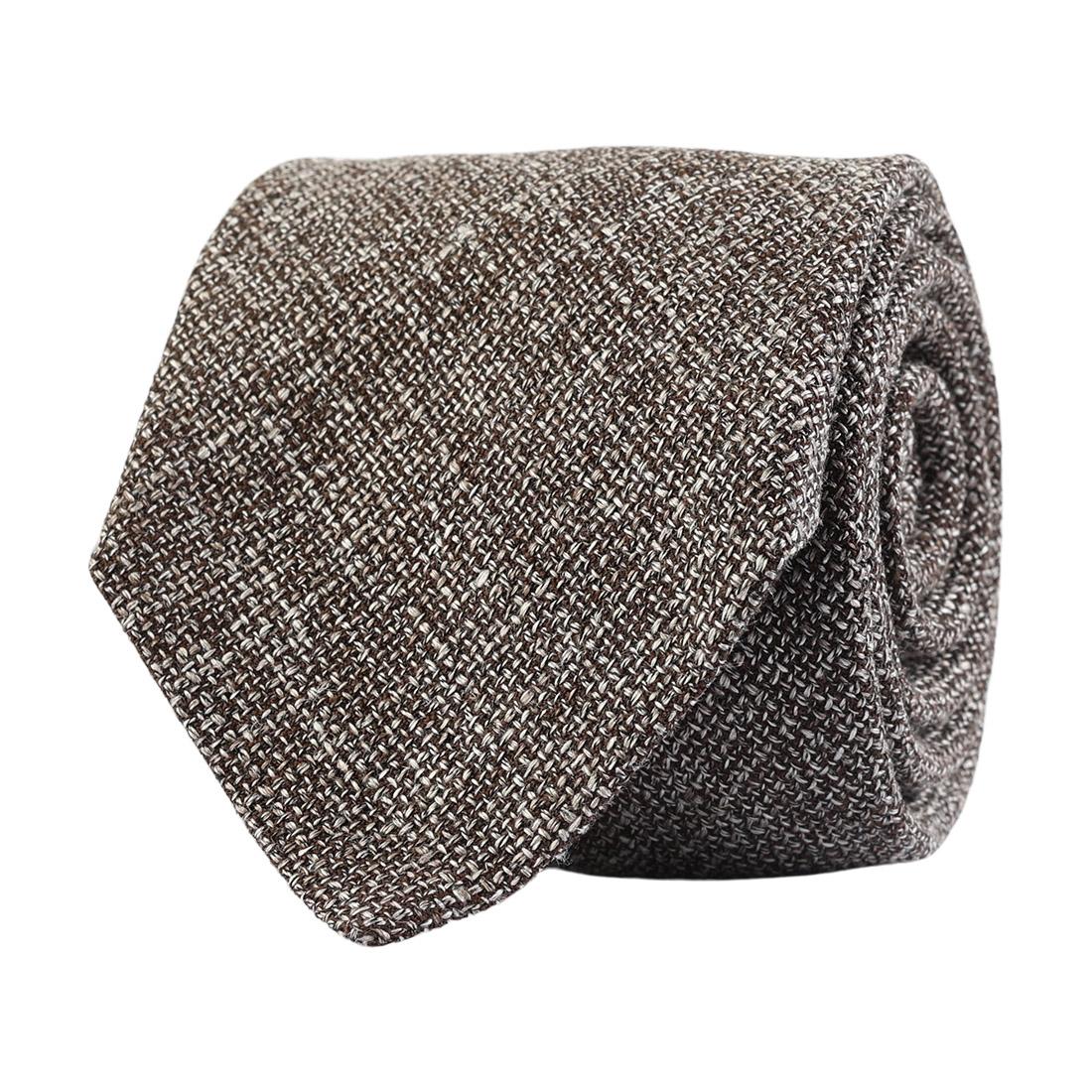 Solid Linen Tie Brown