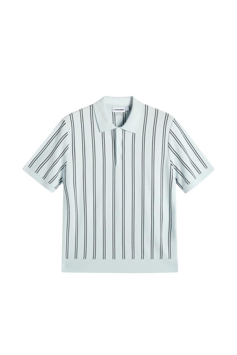 Reymond Stripe Knit Polo Skywriting