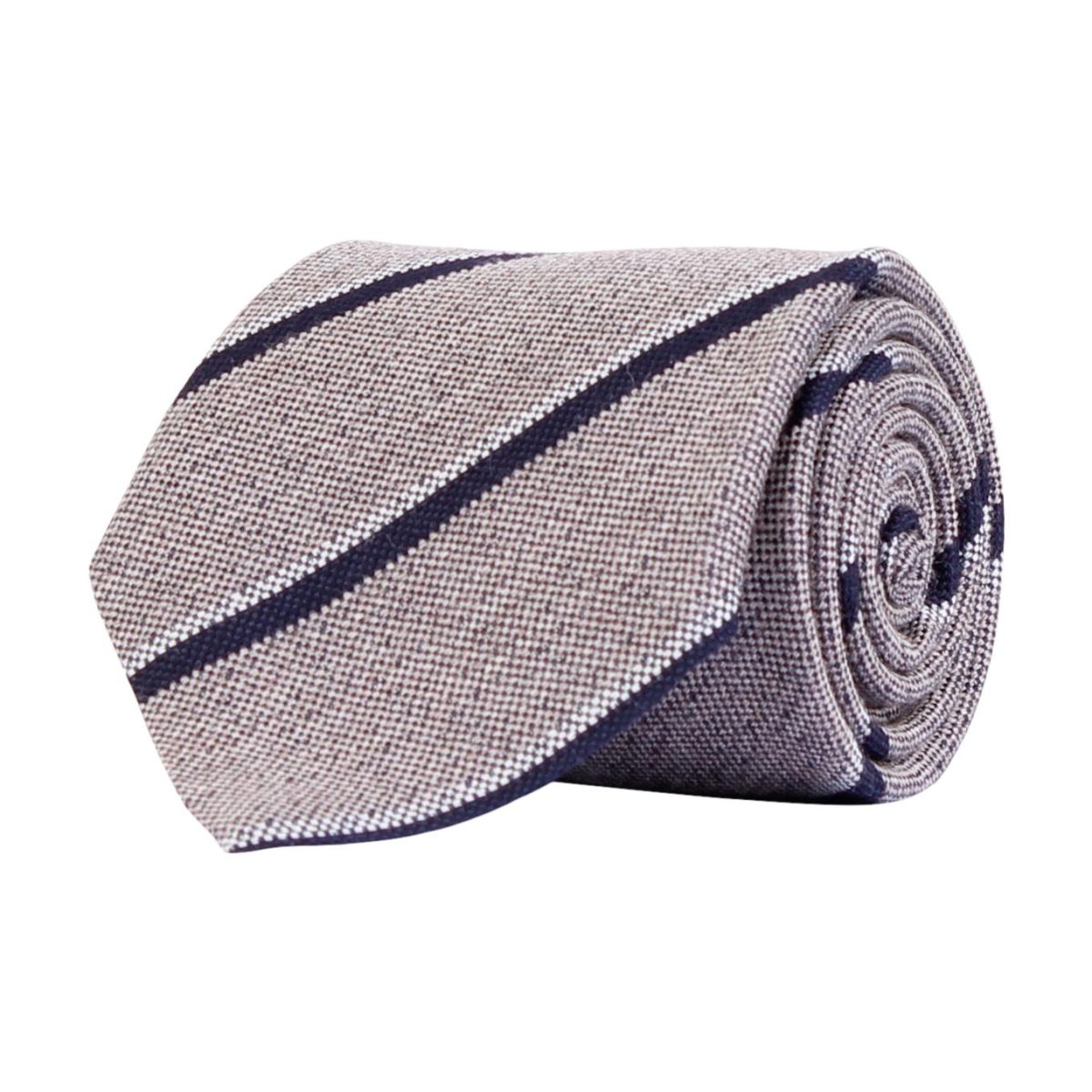 Stripe Wool/Silk Tie Beige Melange