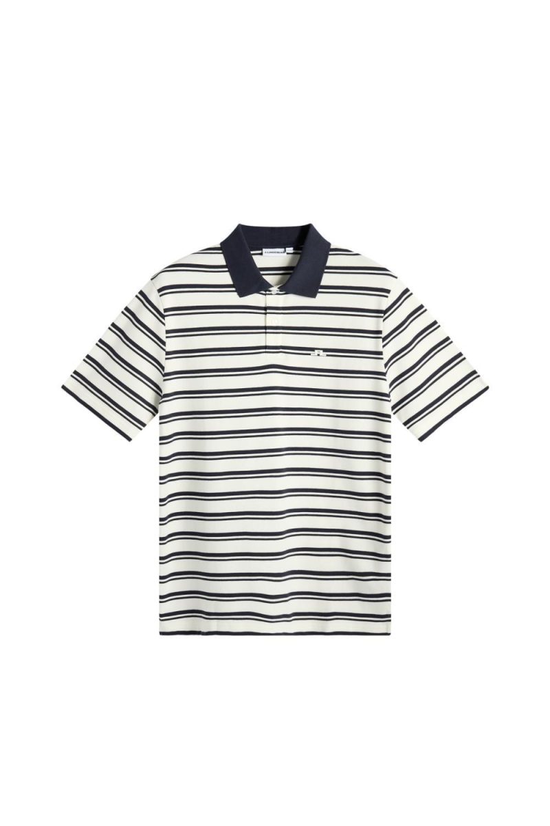 Trond Striped Polo Pique Navy