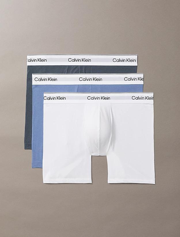 Boxer Brief 3-Pack Icon Cotton Stretch White/Blue Tulip/Turbulance