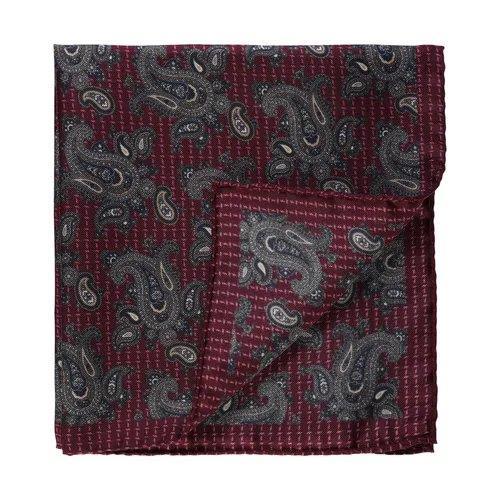 Paisley Silk Pocket Square Wine Red Melange