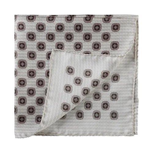 Medallion Silk Pocket Square Cream Melange