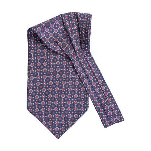 Medallion Silk Ascot Navy