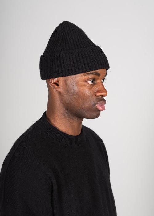 Y-0004 Cashmere Wool Beanie Black