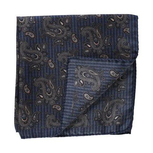 Paisley Silk Pocket Square Navy Melange
