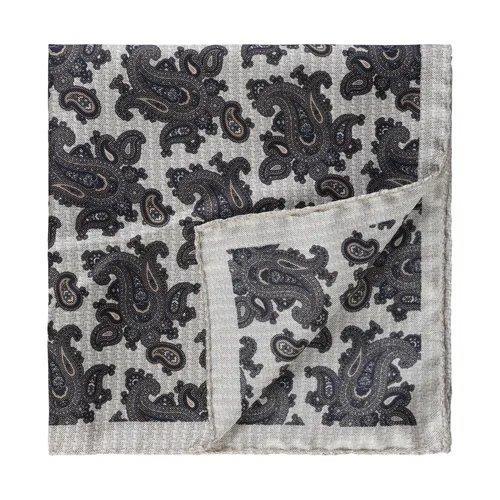 Paisley Silk Pocket Square Cream Melange