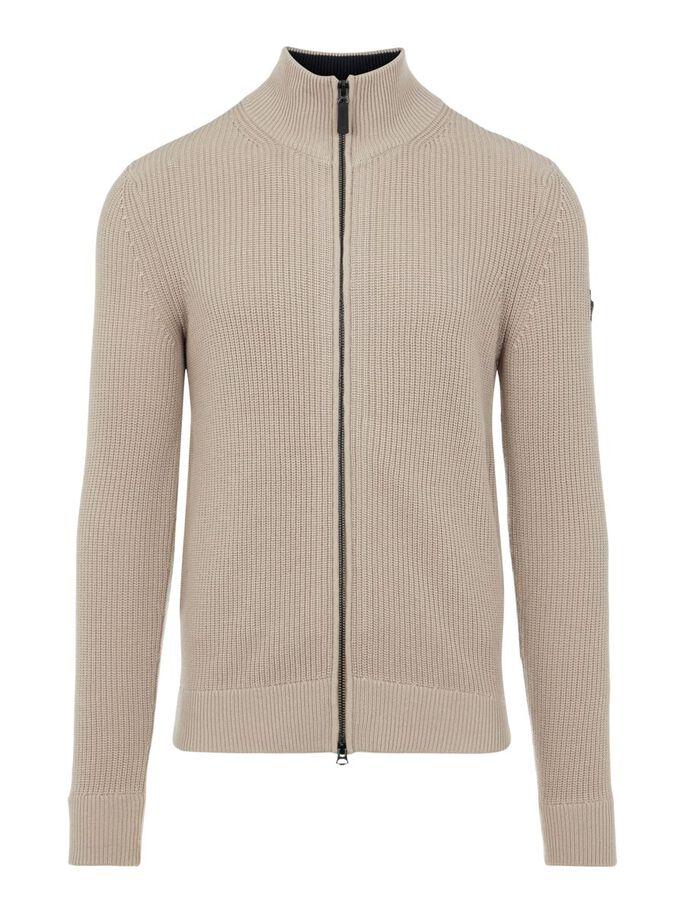 J.Lindeberg Kyle Trucker Zip Cardigan Oyster Brown