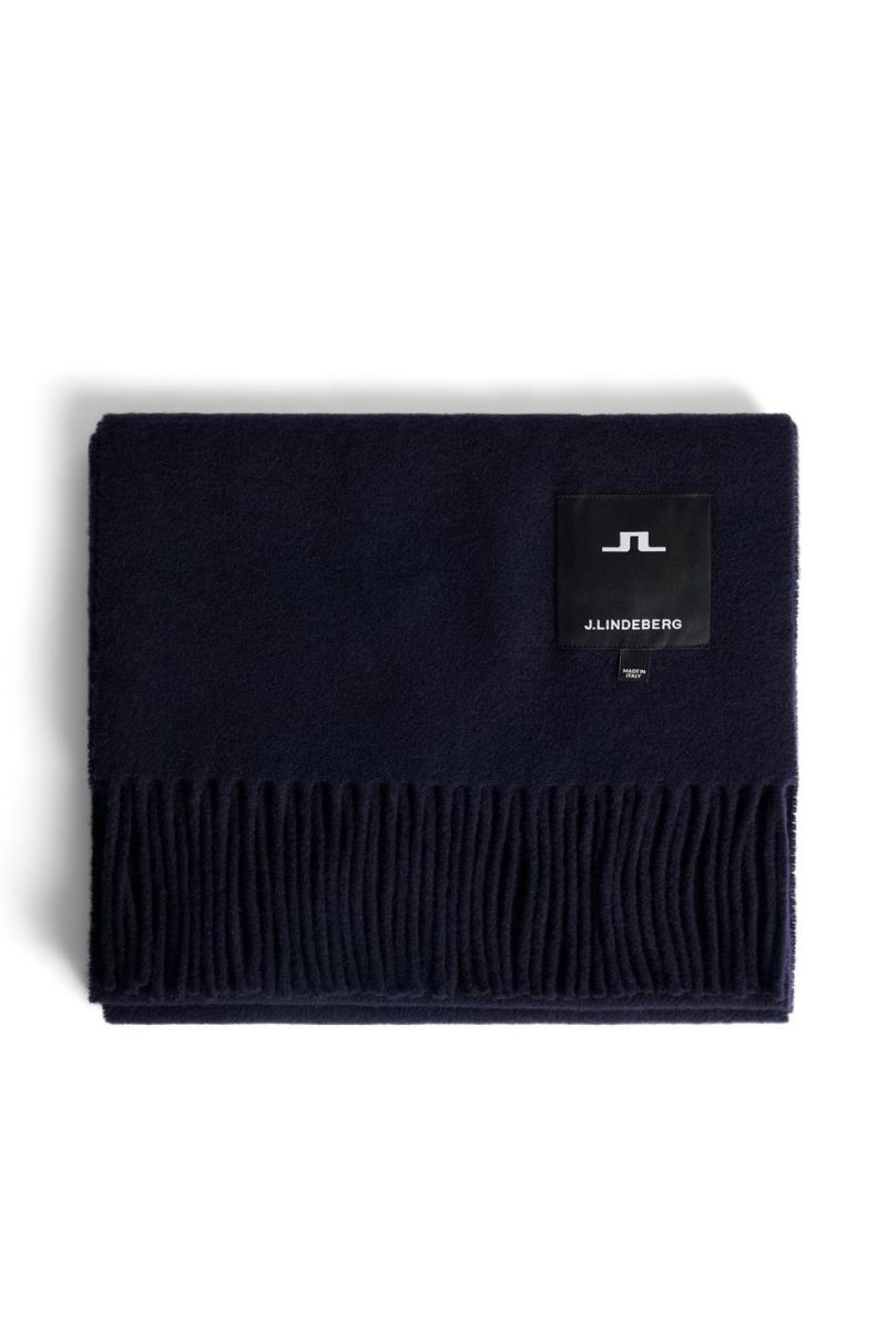 J.Lindeberg Champ Solid Wool Scarf Navy