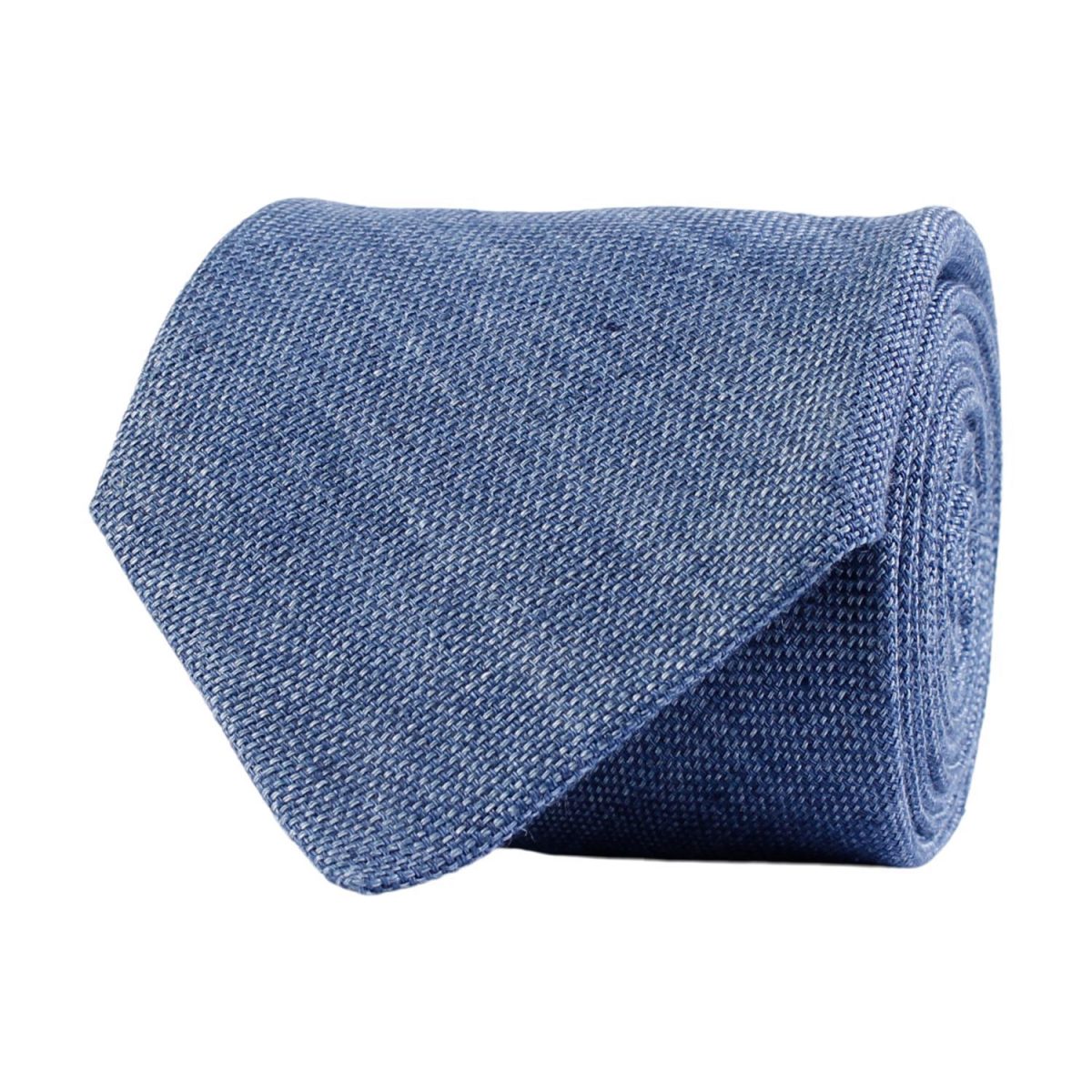 Solid Linen Tie Denim Blue