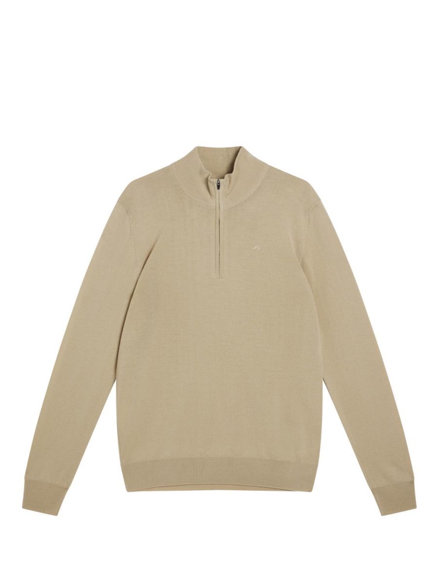 J.Lindeberg Kiyan Quarter Zip Sweater Safari Beige