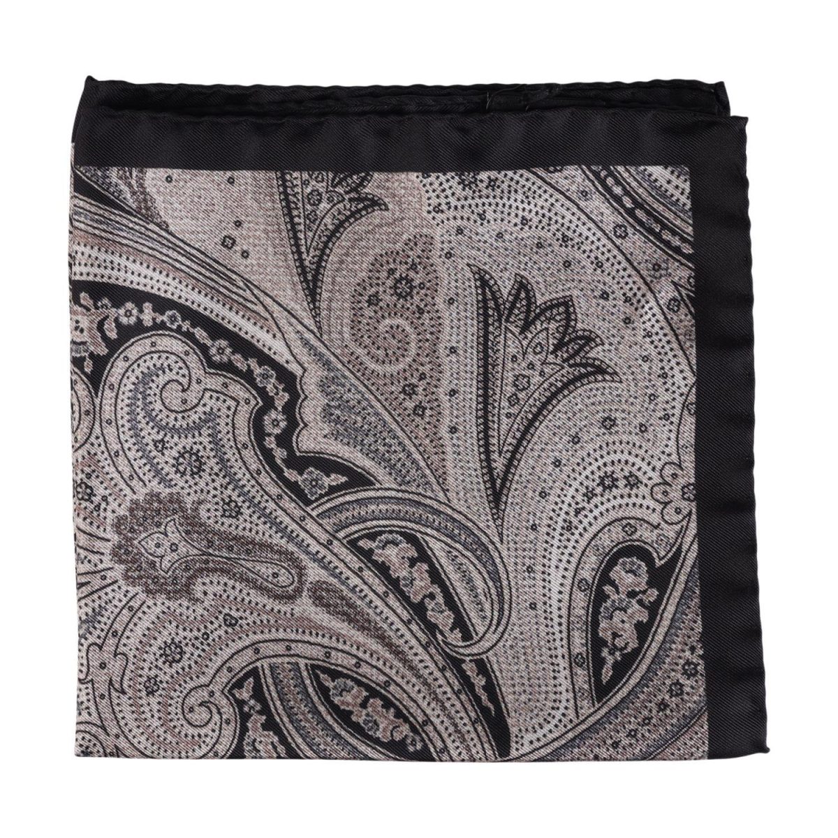 Paisley Silk Pocket Square Black