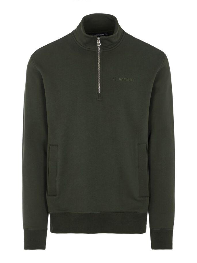 J.Lindeberg Chip Quarter Zip Sweatshirt Seaweed Green