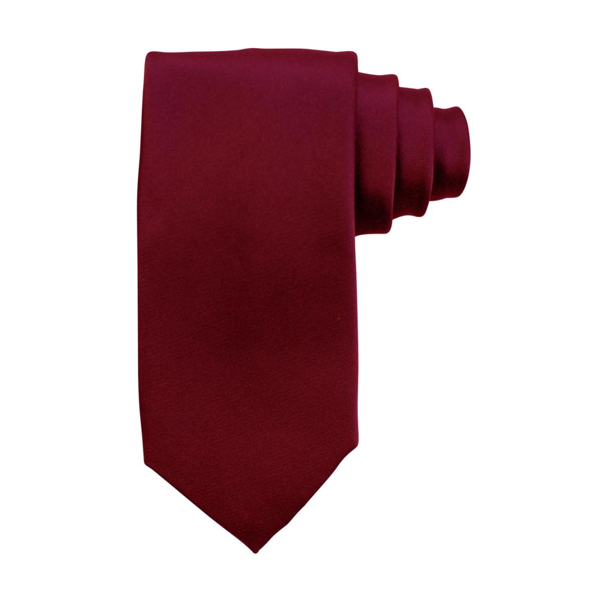Solid Satin Silk Tie Wine Red
