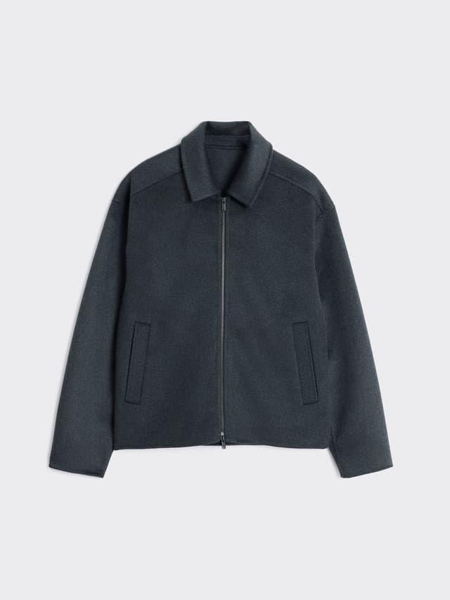 Chive Zip-Up Wool Jacket Dark Grey