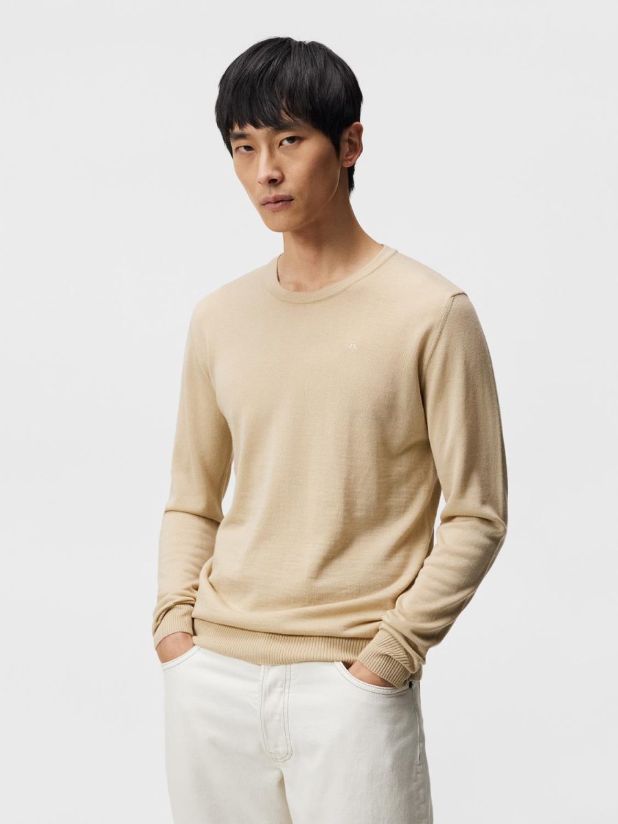 J.Lindeberg Lyle Light Merino Crew Neck Safari Beige