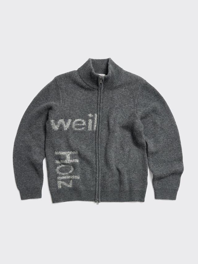 Haza Logo Zip Cardigan Dark Grey Mix