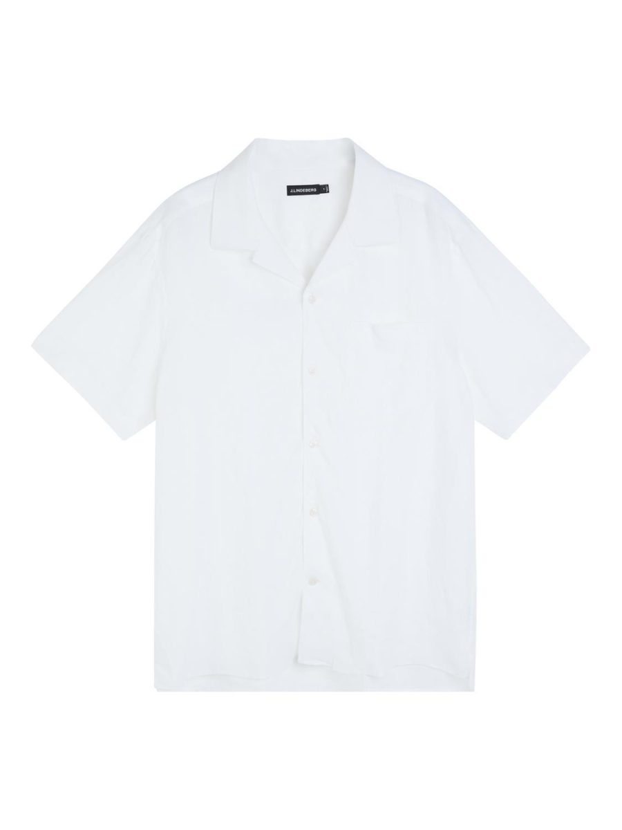 J.Lindeberg Linen Melange SS Reg Shirt White