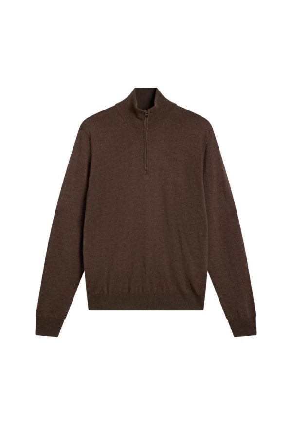 Kiyan Quarter Zip Sweater Seal Brown Melange