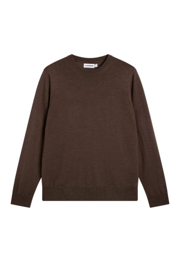 Keane Merino Crew Neck Seal Brown Melange