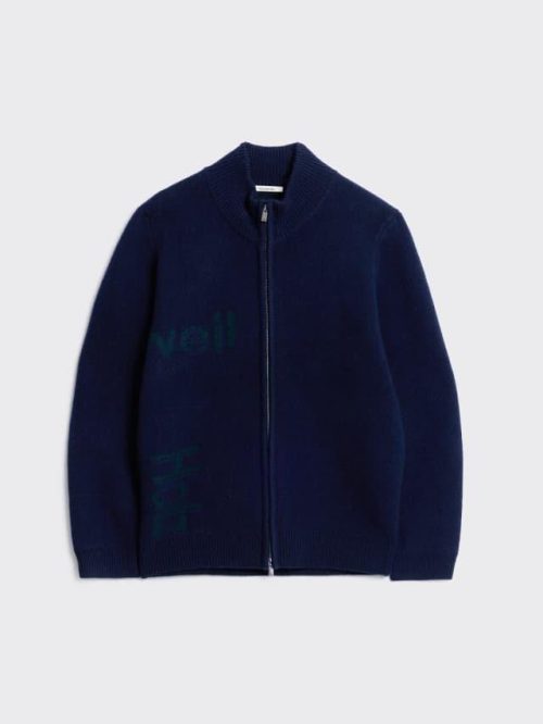 Haza Logo Zip-Up Cardigan Navy Mix